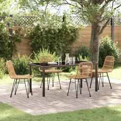 Ensemble de salle &agrave; manger pour jardin 5 pcs Marron