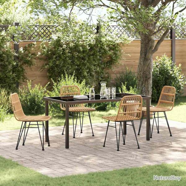 Ensemble de salle � manger pour jardin 5 pcs Marron