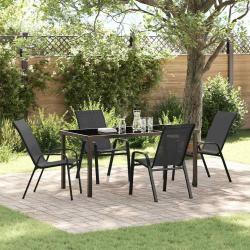 Ensemble de salle &agrave; manger pour jardin 5 pcs Noir