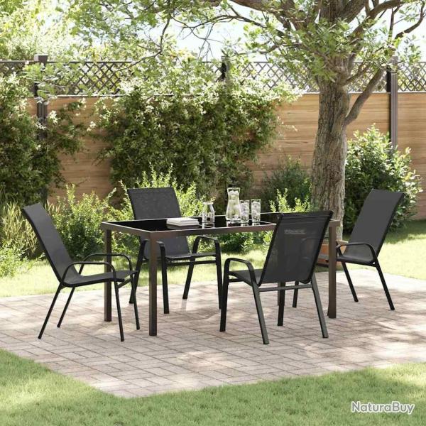 Ensemble de salle � manger pour jardin 5 pcs Noir