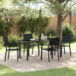 Ensemble de salle &agrave; manger pour jardin 5 pcs Noir
