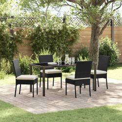 Ensemble de salle &agrave; manger pour jardin 5 pcs Noir