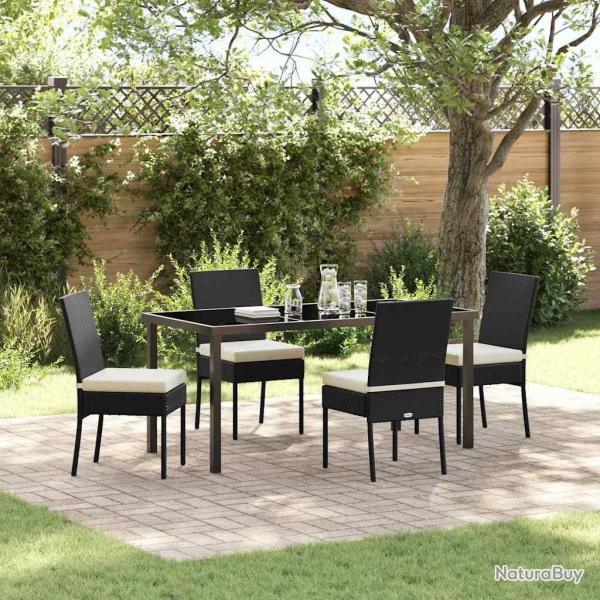 Ensemble de salle � manger pour jardin 5 pcs Noir