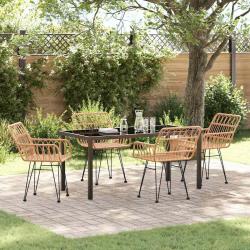 Ensemble de salle &agrave; manger pour jardin 5 pcs Marron