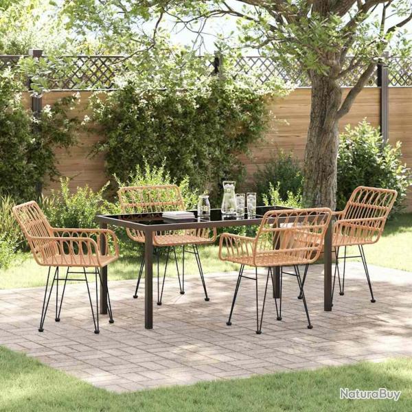 Ensemble de salle � manger pour jardin 5 pcs Marron