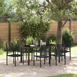 Ensemble de salle &agrave; manger pour jardin 7 pcs Noir