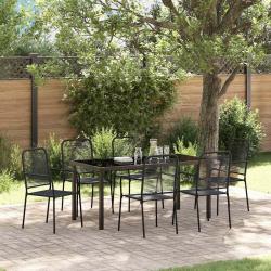 Ensemble de salle &agrave; manger pour jardin 7 pcs Noir