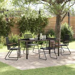 Ensemble de salle &agrave; manger pour jardin 5 pcs Noir
