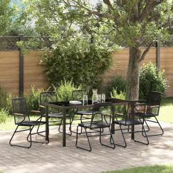 Ensemble de salle &agrave; manger pour jardin 7 pcs Noir