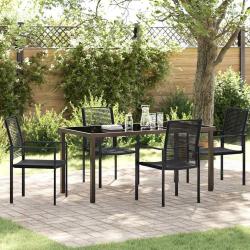 Ensemble de salle &agrave; manger pour jardin 5 pcs Noir