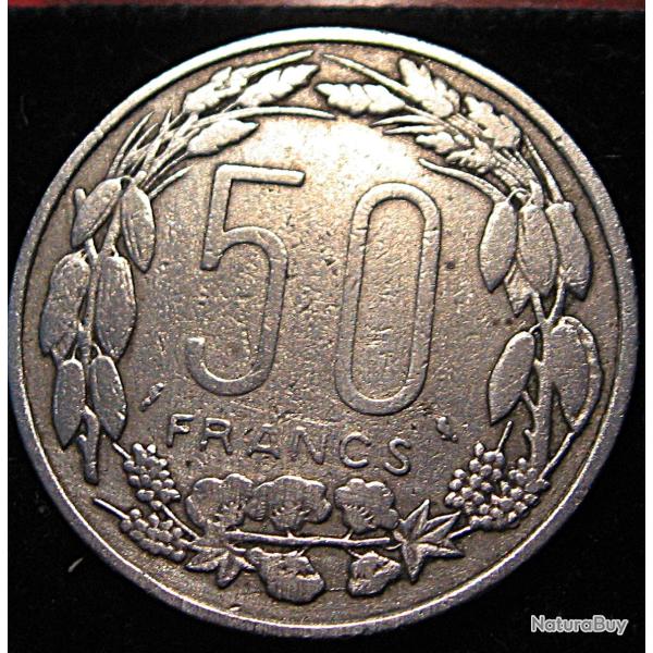 Afrique centrale , piece de 50 francs (congo-gabon-tchad) 1961 ttb