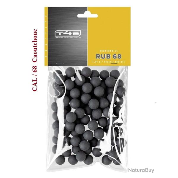 Sachet de 100 Billes caoutchouc Noire  Cal. 68
