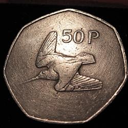 Eire, piece de 50 pences  (b&eacute;casse) de 1970   ttb