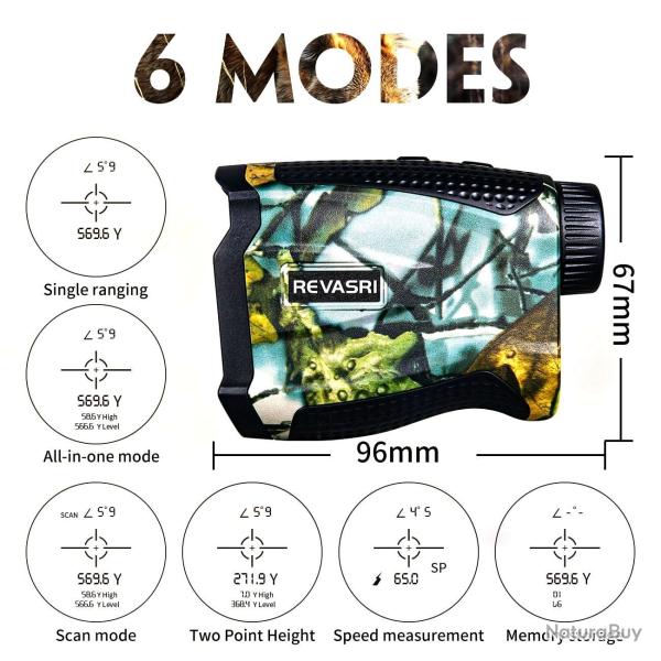 T�l�m�tre Laser Chasse Observation 1000 M Grossissement 6x Rechargeable Multimode REVASRI