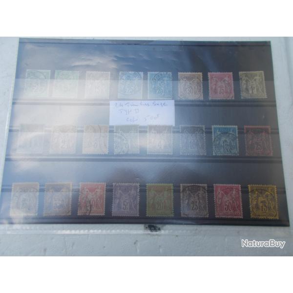 lot  de 24 timbres type SAGE, type 2,oblit�r�s!!tres bon �tat!cot� yvert:500 euros