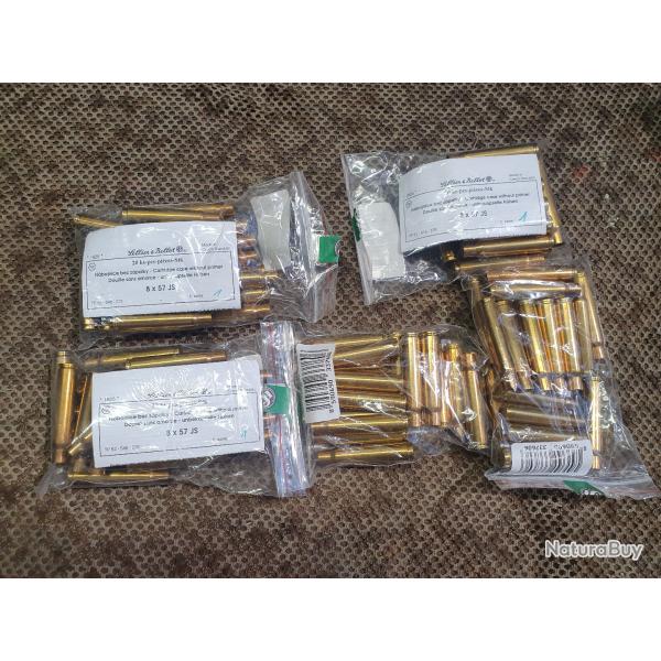 100 douilles neuves SELLIER & BELLOT de calibre 8x57 IS / 7,92 MAUSER amorcage boxer large rifle