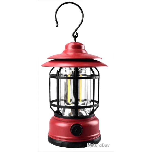 Lampe Lanterne led camping Vintage rechargeable Usb Type C rouge