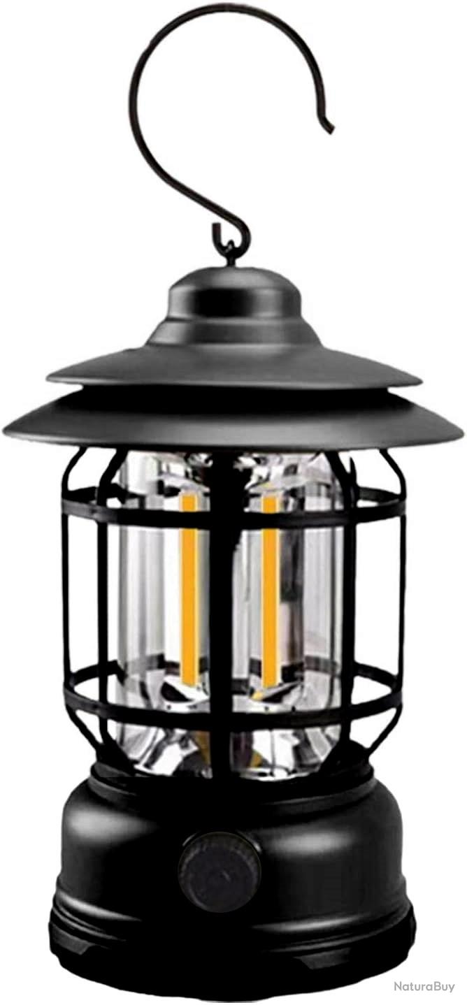 Lanterne de Camping Vintage, Lampe de Tente Extérieure Portable IPX4 étanche Décorative USB Rechargeable pour la Pêche (#2