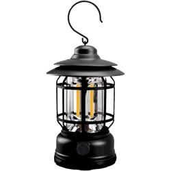 Lampe Lanterne led camping Vintage rechargeable Usb Type C Noir