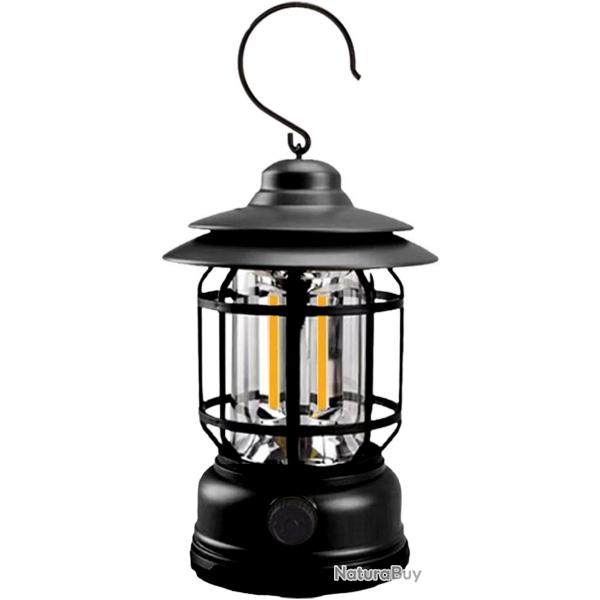 Lampe Lanterne led camping Vintage rechargeable Usb Type C Noir