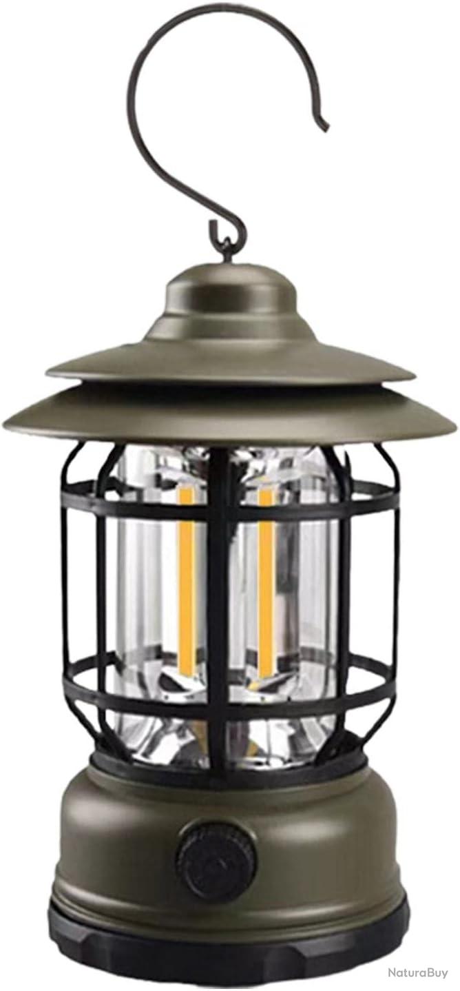 Lanterne Camping Vintage Rechargeable - Lampe Tente Portable Résistante Eau LED