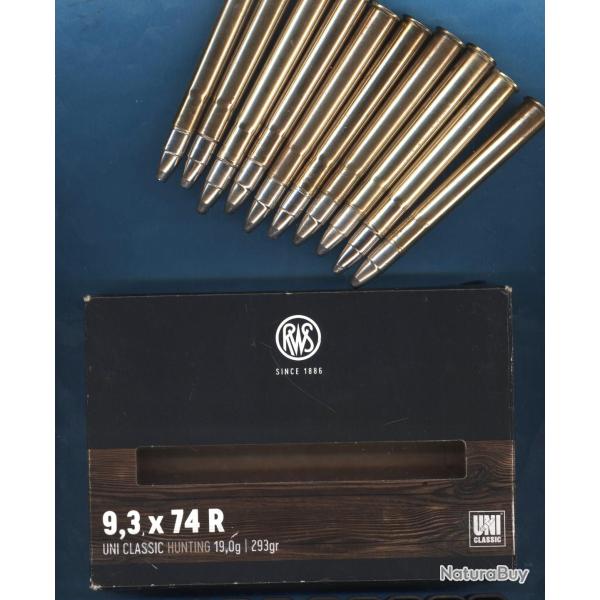 9,3 x 74 R ...Cartouches Neuves RWS- Uni Classic  19 gram. (293 grains)