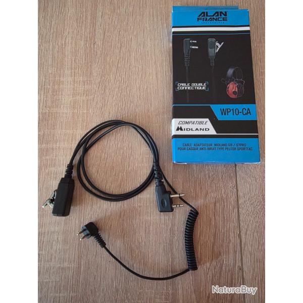 C�ble adaptateur casque Peltor SportTac/ talkie-walkie Midland