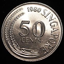 Singapore , piece de 50 cents 1980 (lion fisch) ttb