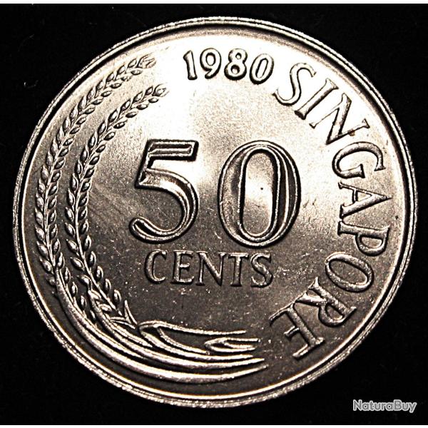 Singapore , piece de 50 cents 1980 (lion fisch) ttb