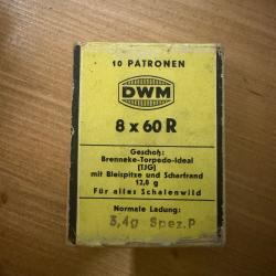 Bo&icirc;te de 9 munitions DWM 8x60 Brenneke Torpedo-Ideal (TIG)
