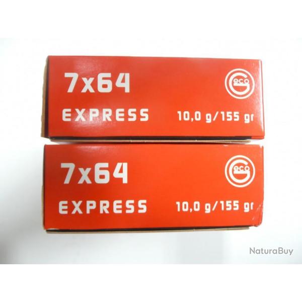 DM24 - LOT DE 40 Balles calibre 7x64 GECO EXPRESS POINTE POLYMERE 10G  155GR
