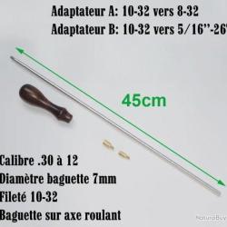 BAGUETTE DE NETTOYAGE 45CM AVEC POIGN&Eacute;E EN BOIS ET 2 ADAPTATEURS