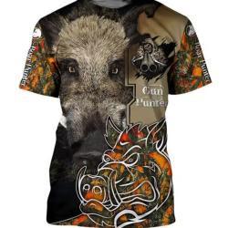 T-Shirt Streetwear impression 3D Motif Sanglier ref/104