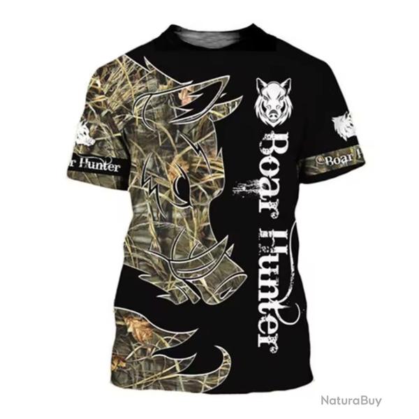 T-Shirt Streetwear impression 3D Motif Sanglier ref/096