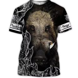T-Shirt Streetwear impression 3D Motif Sanglier ref/097