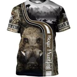 T-Shirt Streetwear impression 3D Motif Sanglier ref/098