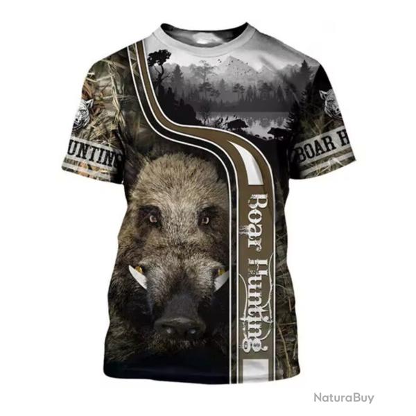 T-Shirt Streetwear impression 3D Motif Sanglier ref/098