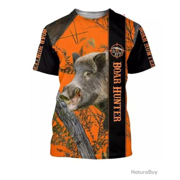 T-Shirt Streetwear impression 3D Motif Sanglier ref/099