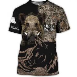 T-Shirt Streetwear impression 3D Motif Sanglier ref/101