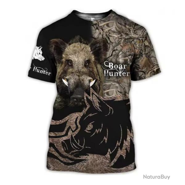 T-Shirt Streetwear impression 3D Motif Sanglier ref/101