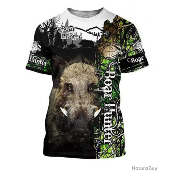 T-Shirt Streetwear impression 3D Motif Sanglier ref/102