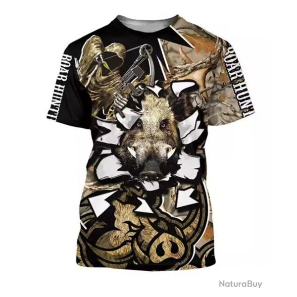 T-Shirt Streetwear impression 3D Motif Sanglier ref/105