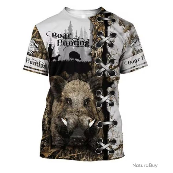 T-Shirt Streetwear impression 3D Motif Sanglier ref/106