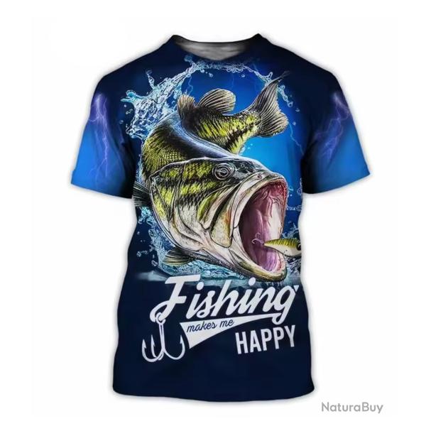 T-Shirt Streetwear impression 3D Motif P�CHE ref/115