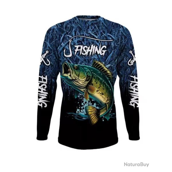 T-Shirt Streetwear Manche Longue Impression 3D Motif P�CHE ref/684