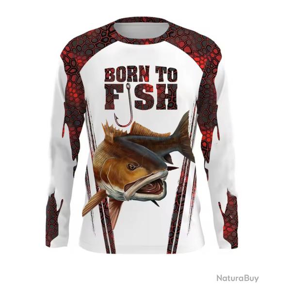T-Shirt Streetwear Manche Longue Impression 3D Motif P�CHE ref/902