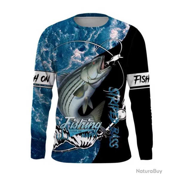 T-Shirt Streetwear Manche Longue Impression 3D Motif P�CHE ref/903
