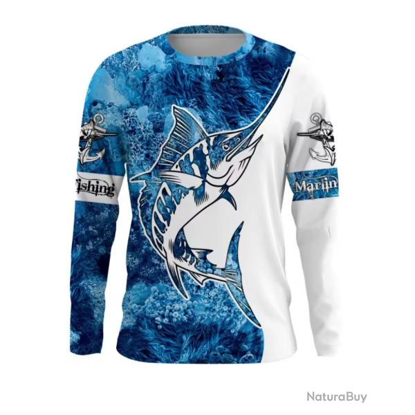 T-Shirt Streetwear Manche Longue Impression 3D Motif P�CHE ref/905