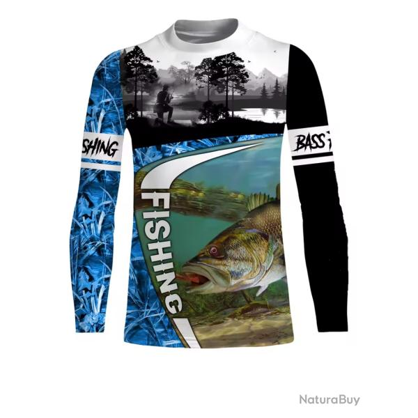 T-Shirt Streetwear Manche Longue Impression 3D Motif P�CHE ref/906