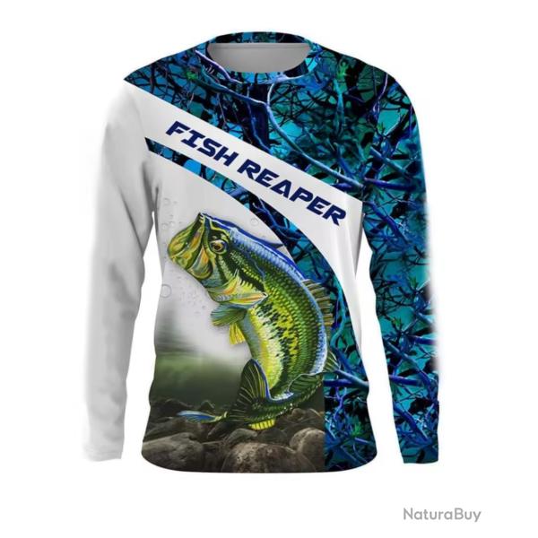 T-Shirt Streetwear Manche Longue Impression 3D Motif P�CHE ref/907